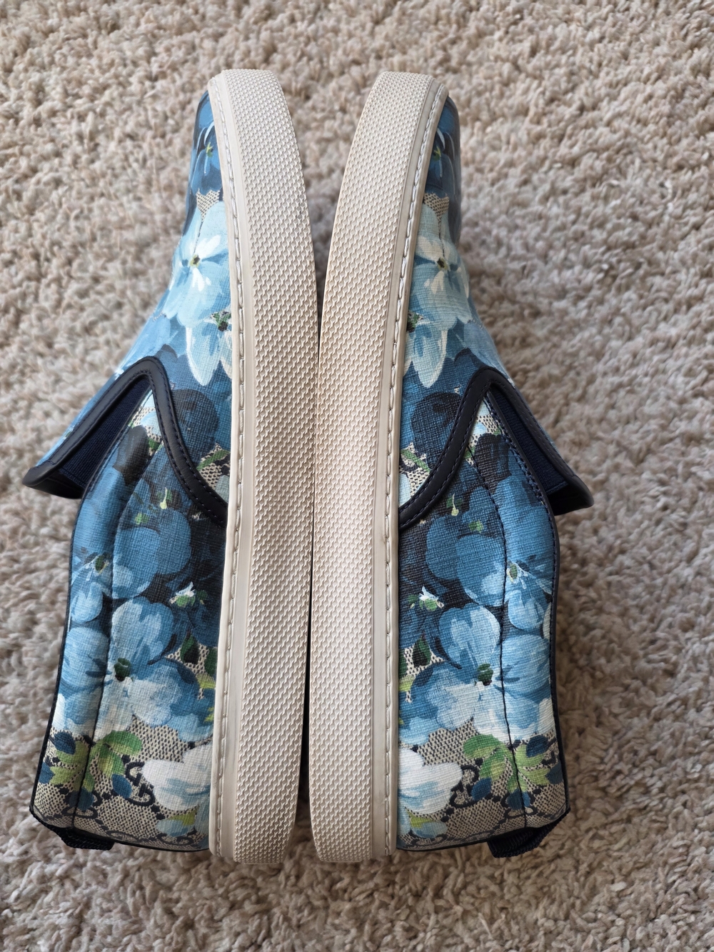 Mens's Gucci Blue Floral Slip-On Sneakers Size 9G - Picture 9 of 9